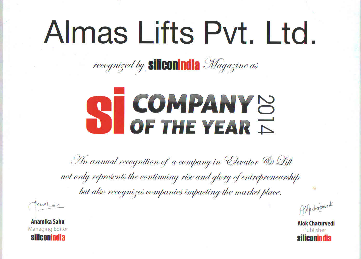 Silicon India Company Of The Year
